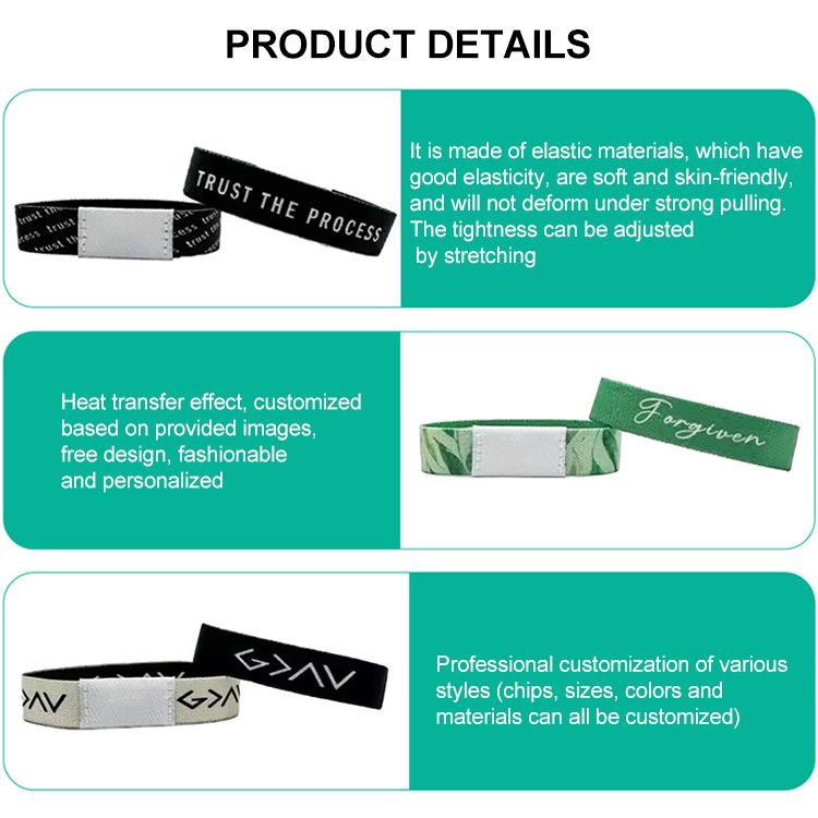 TK4100 ID Chip NFC Woven Label Elastic RFID Wristbands Support Customization