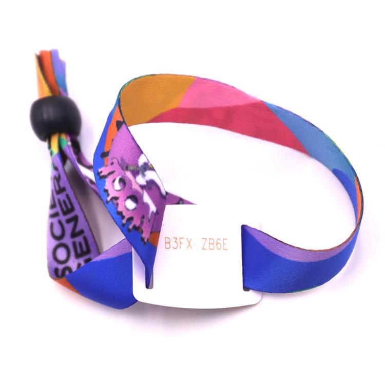 Disposable IC Card QR Code NFC Woven Double-sided Thermal Transfer RFID Wristband Support Customization