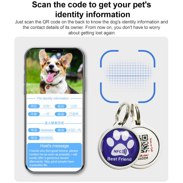 NFC RFID Pet Anti-lost Metal Tag, Size: 85x55mm Support Customization