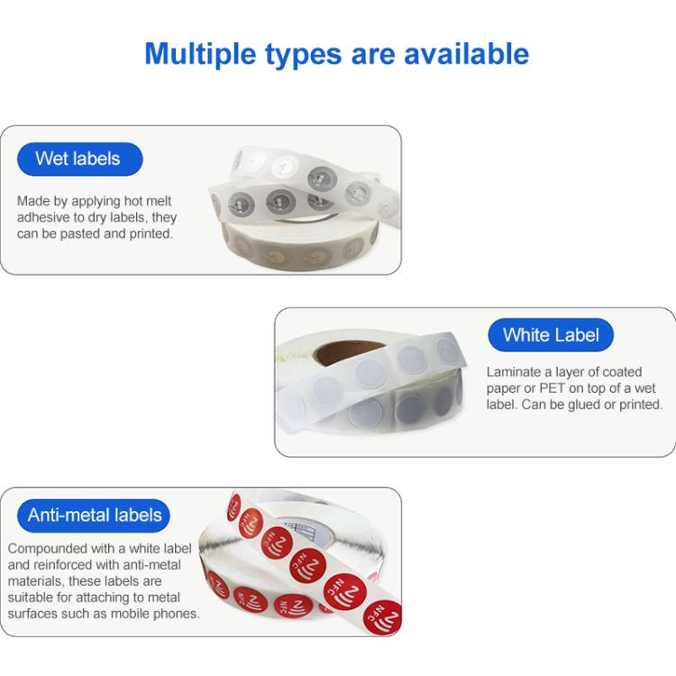 NFC Music Tags Sticker with Ntag213 Chip RFID Labels Wet Inlay 30x30mm Support Customization