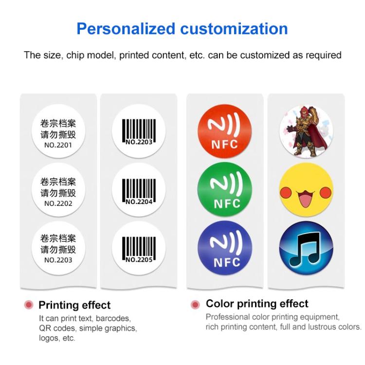 NFC Music Tags Sticker with Ntag213 Chip RFID Labels Wet Inlay 30x30mm Support Customization